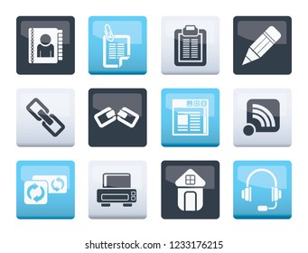 internet and website icons over color background - vector icon set
