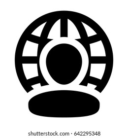 Internet Website Network Icon Vector Person With Globe Business Man Profile User Avatar in Glyph Vector illustration