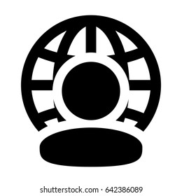 Internet Website Network Icon Vector Person With Globe Business Man Profile User Avatar in Glyph Vector illustration