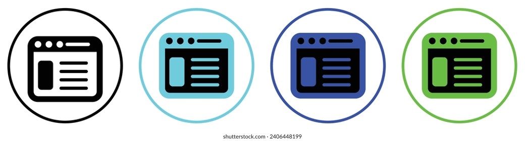 Internet website or webpage on web browser window icon vector illustration, icon set 