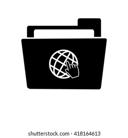 Internet - white vector icon ; black folder
