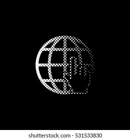 Internet - white vector icon ; halftone illustration