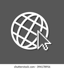 Internet - white vector icon  with shadow