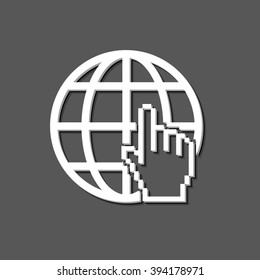 Internet - white vector icon  with shadow