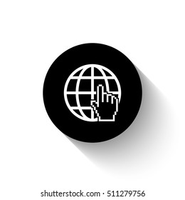 Internet - white vector icon  with shadow