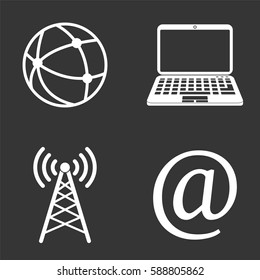 Internet and wi fi icons set isolated on  gray