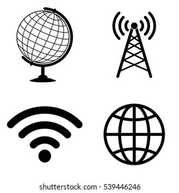Internet and wi fi icons  vector set
