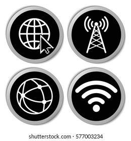 Internet and wi fi icons - vector stickers  set