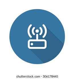  Internet Wi Fi Router. Flat Design. Long Shadow. Isolated.