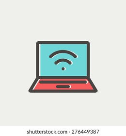 Internet wifi icon thin line for web and mobile, modern minimalistic flat design. Vector icon with dark grey outline and offset colour on light grey background.