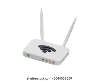 Roteador Wi-Fi Internet com ícone antenas conceito de renderização 3d da tecnologia de rede sem fio digital ícone ilustração vetorial