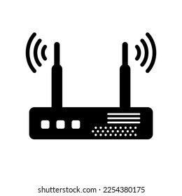Internet Wi-Fi router silhouette. Relaying equipment. Vector.