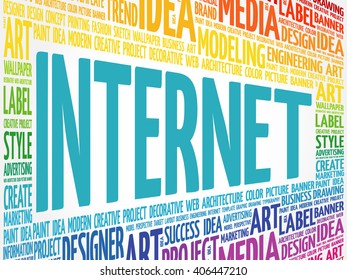 INTERNET word cloud, creative business concept background