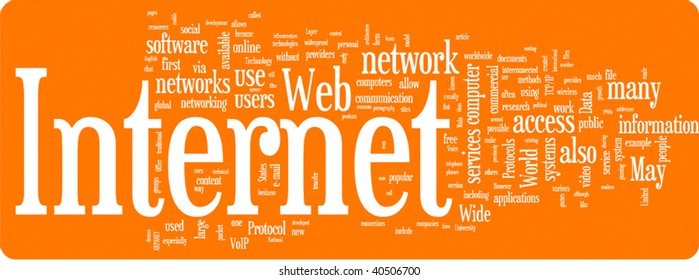 Internet word cloud illustration. Graphic tag collection.