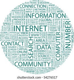 INTERNET. Word-Collage auf weißem Hintergrund. Vektorgrafik.