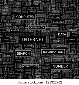 INTERNET. collage de palabras. Ilustración sin fisuras del vector.