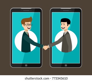 Internet working concept. Online business. Partnership. Vector illustration