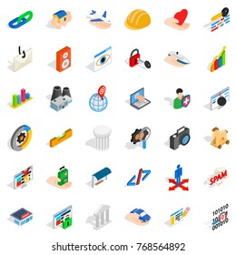 Internet in world icons set. Isometric style of 36 internet in world vector icons for web isolated on white background