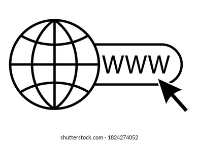 Icono de red mundial de Internet. Buscar un sitio web. Símbolo de dominio de Internet. Ilustración vectorial.