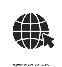 Mundo de Internet, icono de silueta web, silueta de vector de sitio web para medios sociales.