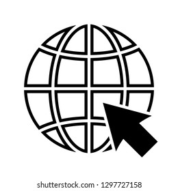 Internet or world wide web icon. Globe and cursor representing internet connection. Vector Illustration 