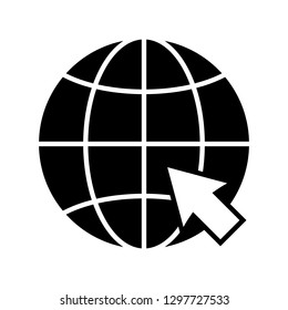 Internet or world wide web icon. Globe and cursor representing internet connection. Vector Illustration 