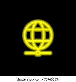 Internet yellow glowing neon ui ux icon. Glowing sign logo vector