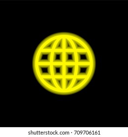 Internet yellow glowing neon ui ux icon. Glowing sign logo vector