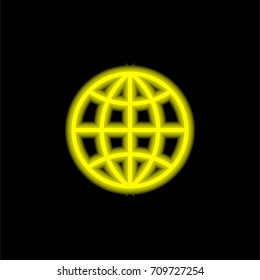 Internet yellow glowing neon ui ux icon. Glowing sign logo vector