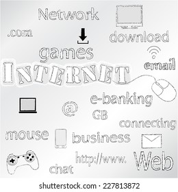 Internet.Conection.Comunication.Internet symbols . Business .