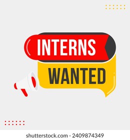 Interns wanted banner design vector