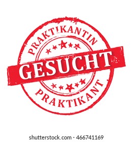 Interns wanted in German language. Stamp Label for Internship recruitment, also for print.