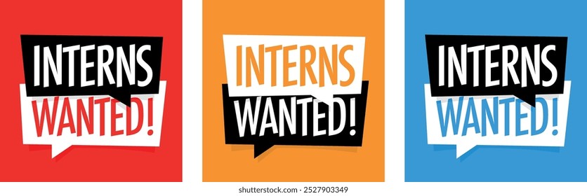 Interns wanted on speech bubble