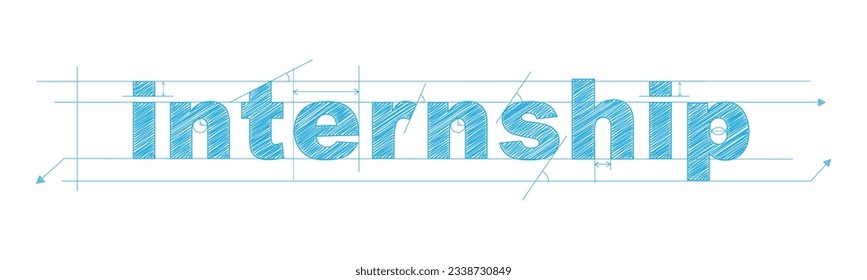 INTERNSHIP blue vector draft text banner