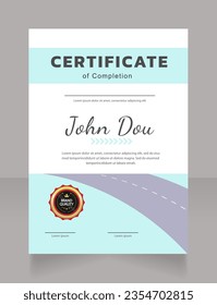 Plantilla de diseño de certificados de pasantía. Diploma vectorial con espacio de copia personalizado y fronteras. Documento impreso para premios y reconocimiento. Kanit, Cabin, Dancing Script Bold, fuentes regulares usadas