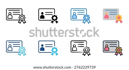 Internship certificate icons set multiple style collection. Editable stroke 
