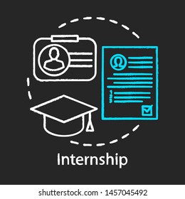 Internship Chalk Icon. Part-time Job For Undergraduates, Students. Learning And Training, Apprenticeship. Gain Practical Experience After Graduation. Isolated Vector Chalkboard Illustration