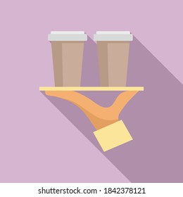 Internship coffee cup tray icon. Flat illustration of internship coffee cup tray vector icon for web design