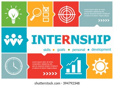 Internship design illustration concepts for business, consulting, management, career. Internship concepts for web banner and printed materials.