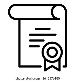 Internship diploma icon. Outline internship diploma vector icon for web design isolated on white background