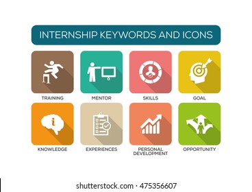 Internship Flat Icon Set