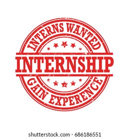 Internship - Interns wanted - Gain experience - Red grunge Stamp for Internship recruitment.