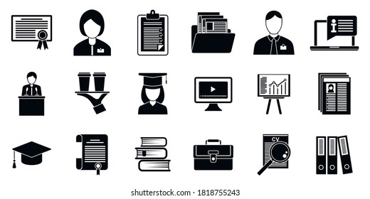 Internship job icons set. Simple set of internship job vector icons for web design on white background