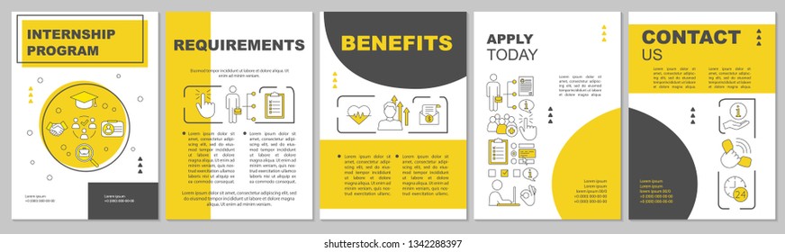 Internship Program Brochure Template Layout. Student Practice. Flyer, Booklet, Leaflet Print Design With Linear Illustrations. Vector Page Layouts For Magazines, Annual Reports, Advertising Posters