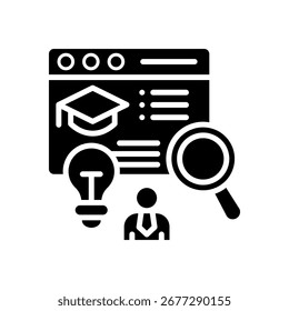 Icono de Búsqueda de prácticas Ilustración vectorial de glifos