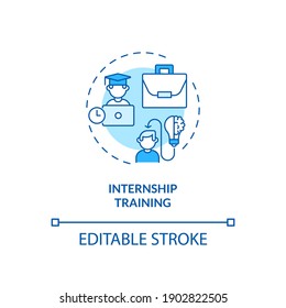 Internship training concept icon. Gaining supervised practical experience idea thin line illustration. Improving employee performance. Vector isolated outline RGB color drawing. Editable stroke