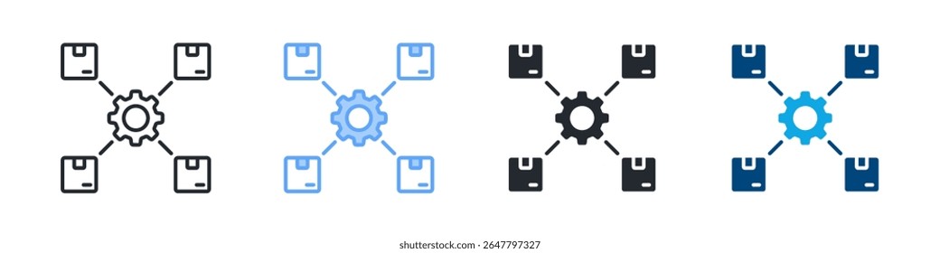 Interoperability Icon Set Multiple Style. Designed In Outline, Blue, Glyph, Dual Tone