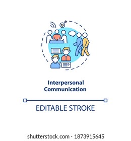 Interpersonal Communication Concept Icon. Communication Channels. Way To Talk With Others. Information Sources Idea Thin Line Illustration. Vector Isolated Outline RGB Color Drawing. Editable Stroke