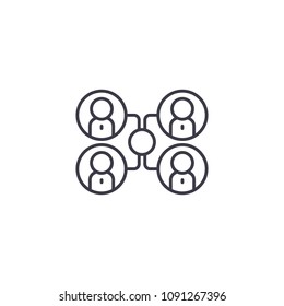 Interpersonal communication linear icon concept. Interpersonal communication line vector sign, symbol, illustration.