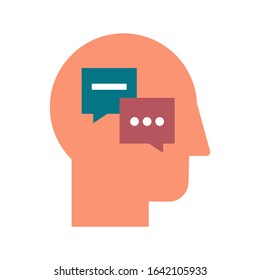 Interpersonal psychology and psychotherapy flat vector icon. Color science of behavior pictogram